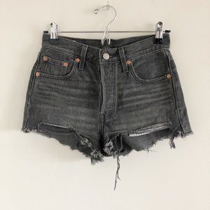 Levi's 501 High Rise Button Fly Cutoff Shorts 24 Gray